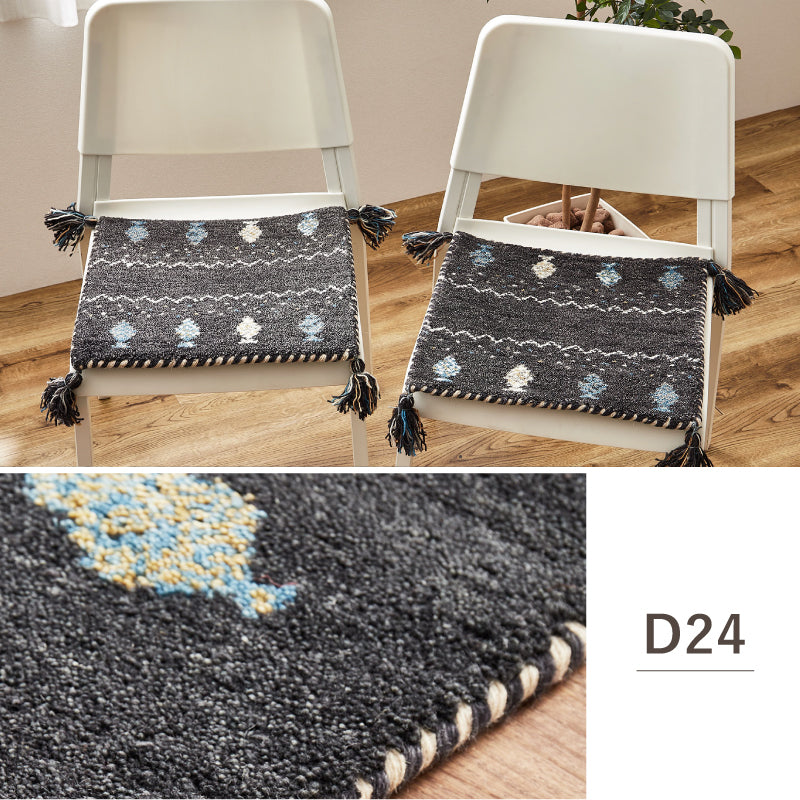 【新商品】[40×40] ギャッベ 座布団 チェアパッド ウールマット タッセル付き GABBEH D+