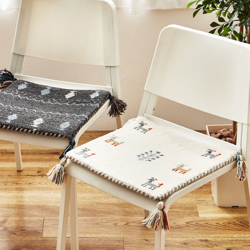 【新商品】[40×40] ギャッベ 座布団 チェアパッド ウールマット タッセル付き GABBEH D+