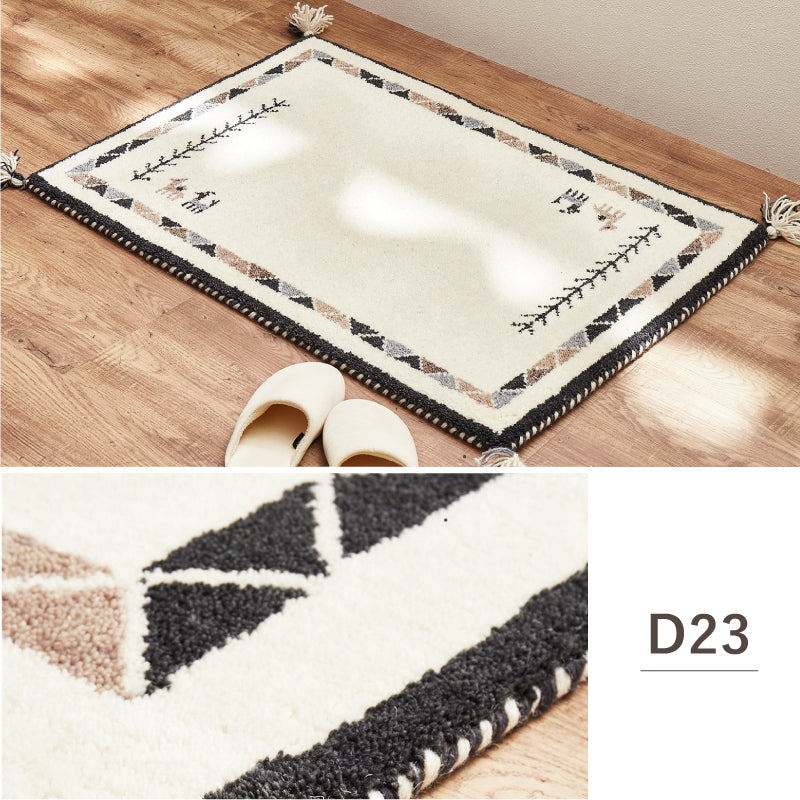 【新商品】[3サイズ] ギャッベ ウールマット 玄関マット タッセル付き GABBEH D+