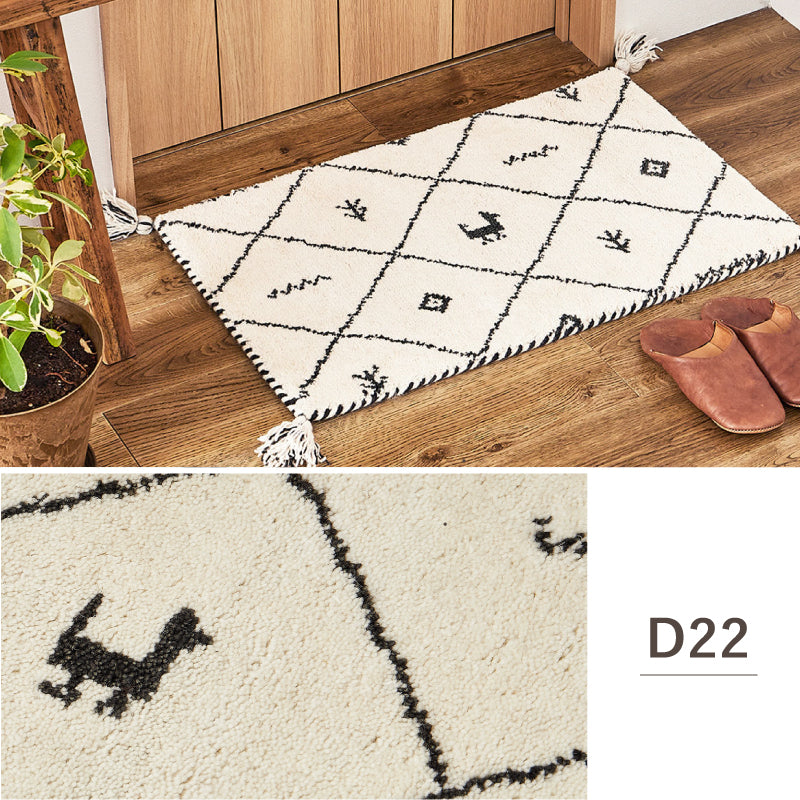 【新商品】[3サイズ] ギャッベ ウールマット 玄関マット タッセル付き GABBEH D+
