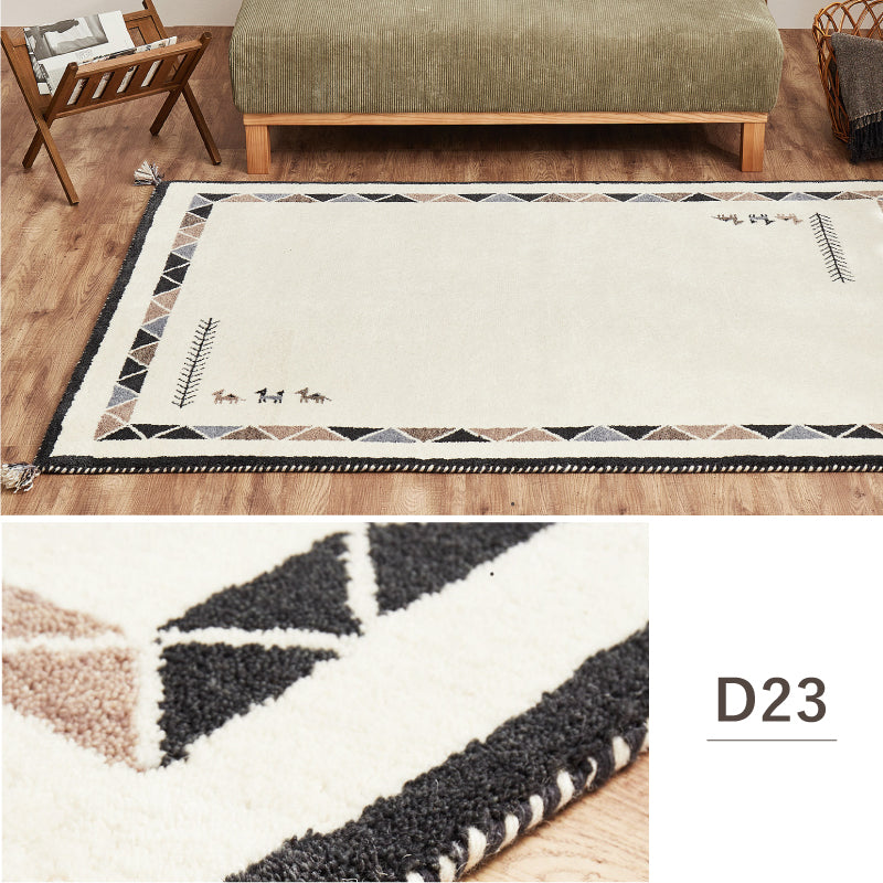 【新商品】[140×200] ギャッベ ウールラグ ラグマット タッセル付き GABBEH D+