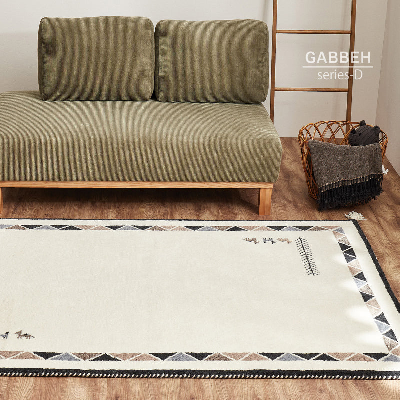【新商品】[140×200] ギャッベ ウールラグ ラグマット タッセル付き GABBEH D+