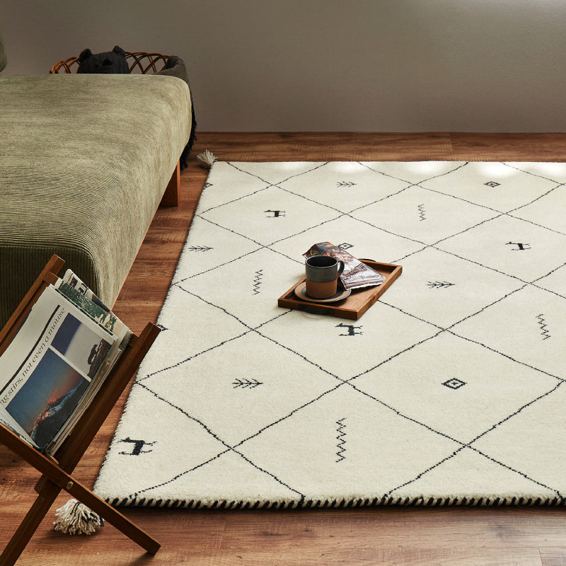 【新商品】[140×200] ギャッベ ウールラグ ラグマット タッセル付き GABBEH D+