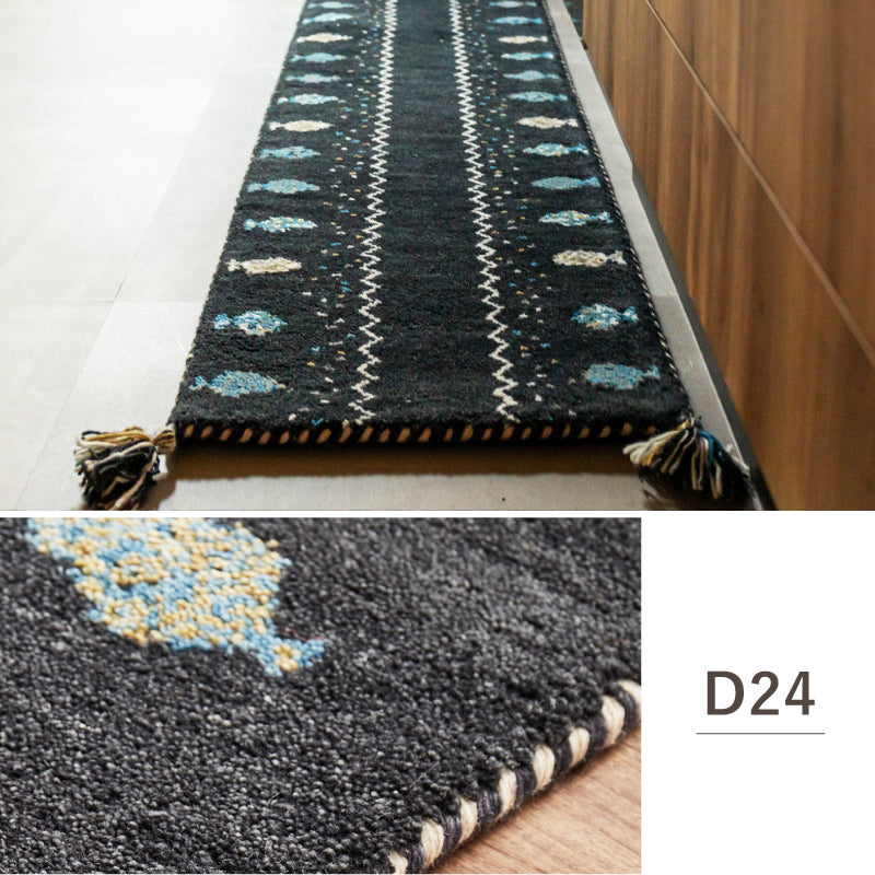 【新商品】[3サイズ] ギャッベ ウールマット キッチンマット タッセル付き GABBEH D+