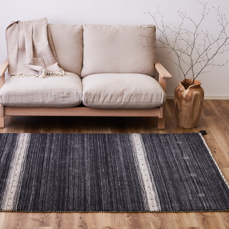 [3サイズ] ギャッベ 無染色ウールラグ タッセル付き LORRI BUFF L16-L17