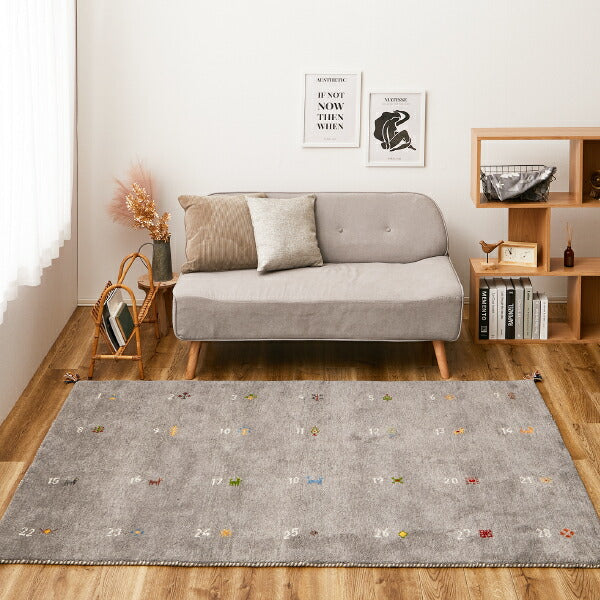ラグ　ギャッベ　ベージュ系 タッセル付　約58cm x 42cm ギャッベ 140×200cm 【2畳】ラグ カーペット 絨毯 マット 無染色