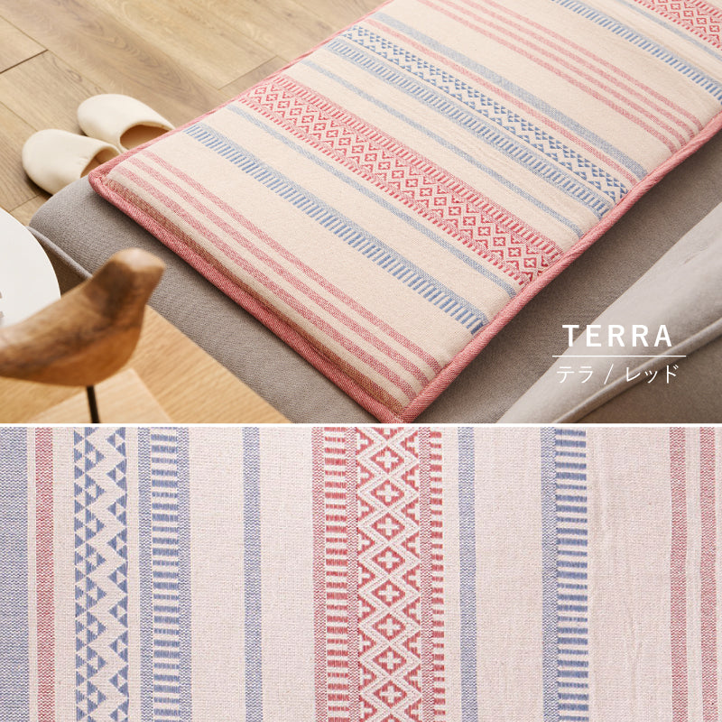 【新商品】[43×120] インド綿 ロングシートクッション 綿100％ テラ クラック アルト