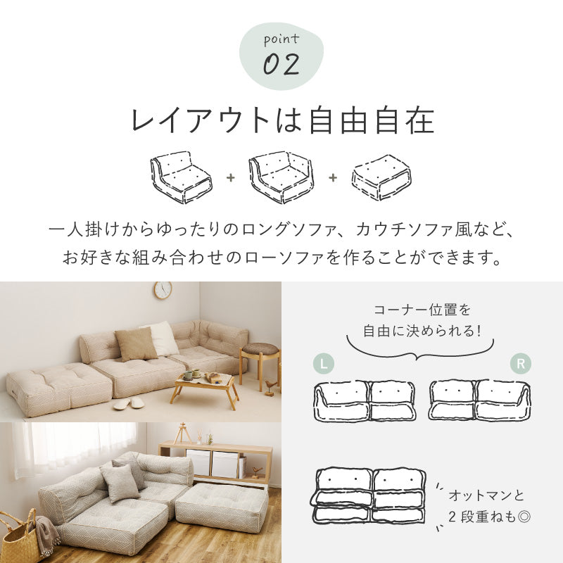 フロアソファ ソファーベッド レトア【単品/3点セット】 萩原