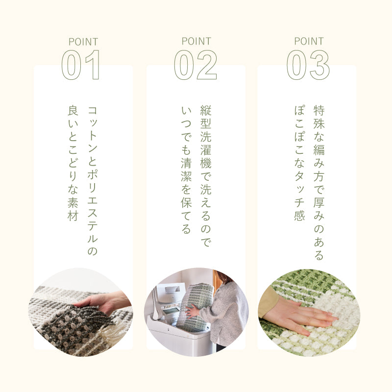 洗える玄関マット 室内用 屋内用マット エルフ 約50×80cm ワッフル