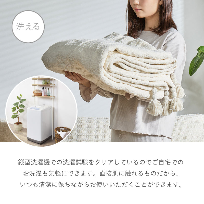 【新商品】[2サイズ] 洗える ニットスローケット タッセル付き ソフィマ