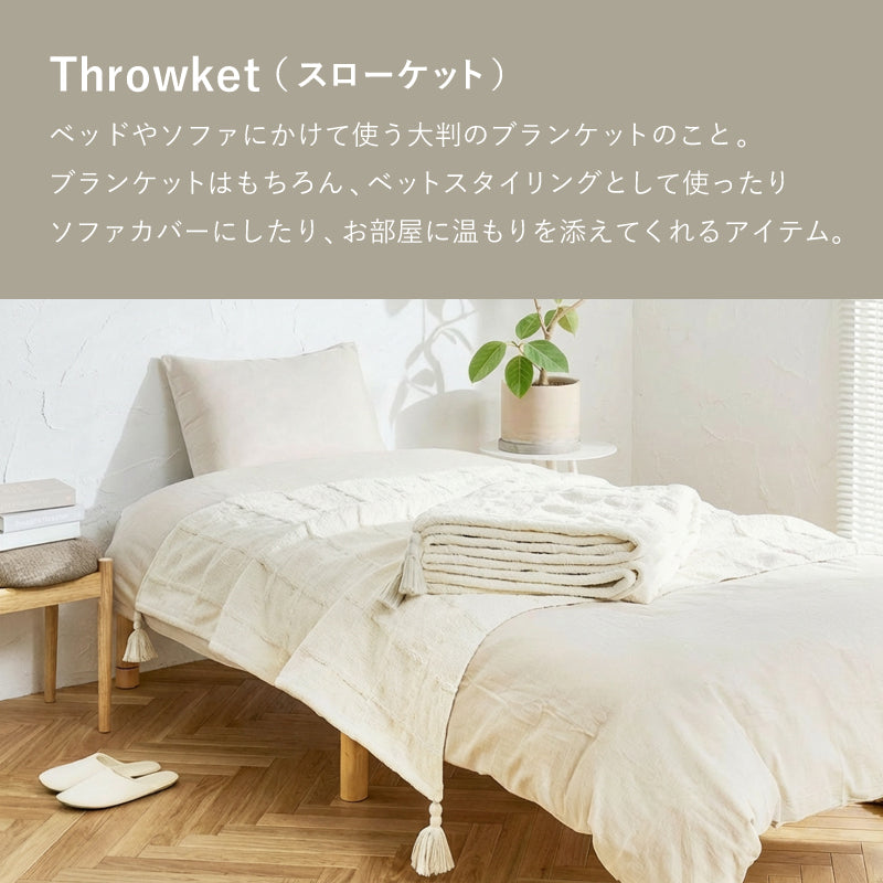 【新商品】[2サイズ] 洗える ニットスローケット タッセル付き ソフィマ