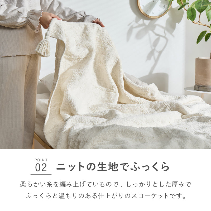 【新商品】[2サイズ] 洗える ニットスローケット タッセル付き ソフィマ