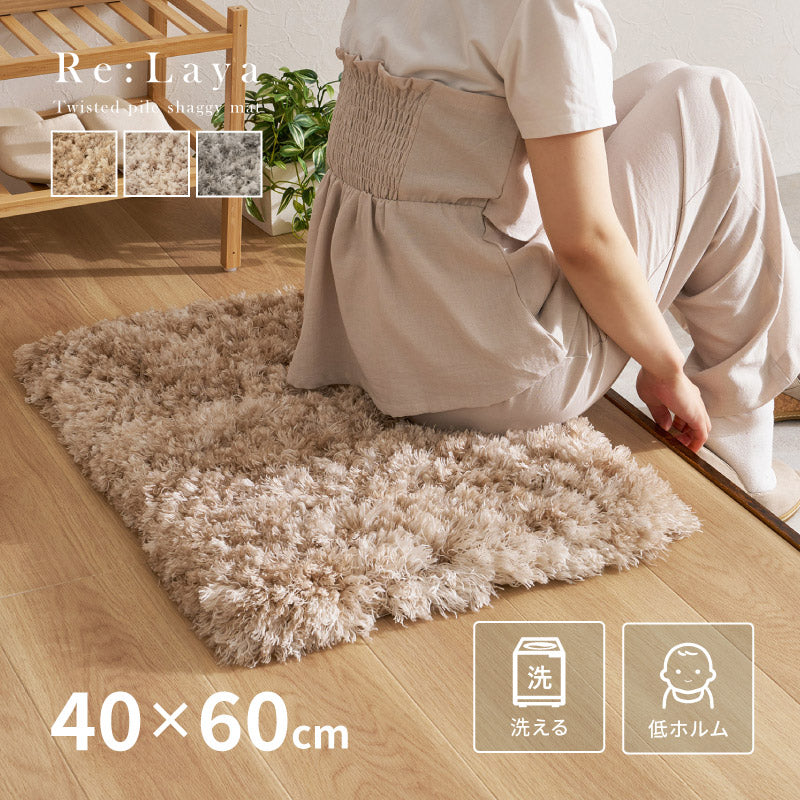 【新商品】[40×60] 洗える 玄関マット シャギーマット リレイア