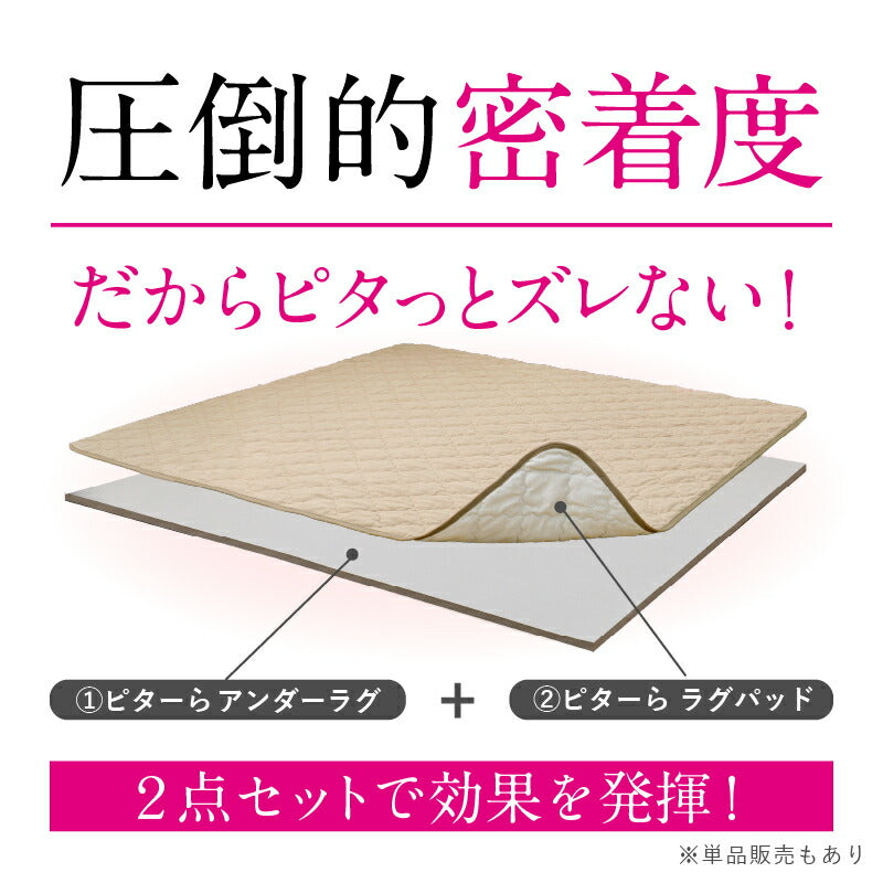 絶対ズレないラグセット 実用新案取得の「ピターら」【 約2畳・3畳】ラグの下敷き アンダーラグ 滑り止め 接触冷感 厚手 節電 ふっくら ウレタン 萩原