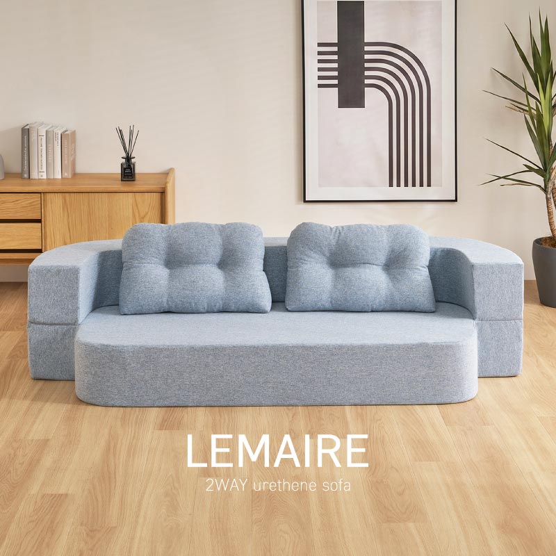 【新商品】[幅170] 2WAYソファベッド 2人掛け クッション付き ローソファ 完成品 Lemaire