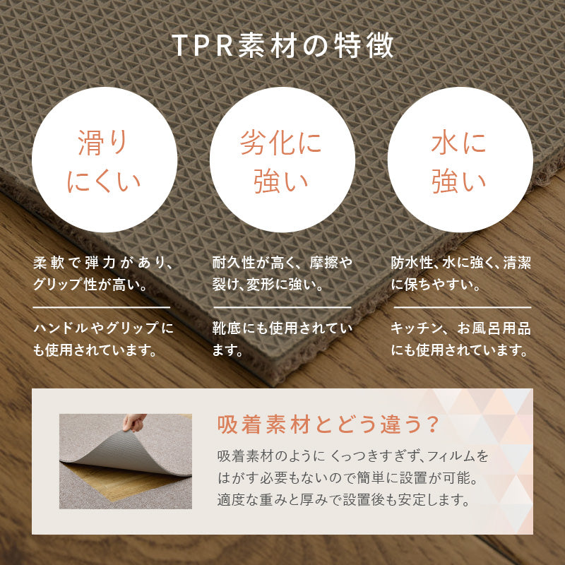 [40×40][1～8畳] タイルカーペット 洗える 滑り止め付き カットできる グリップタイル