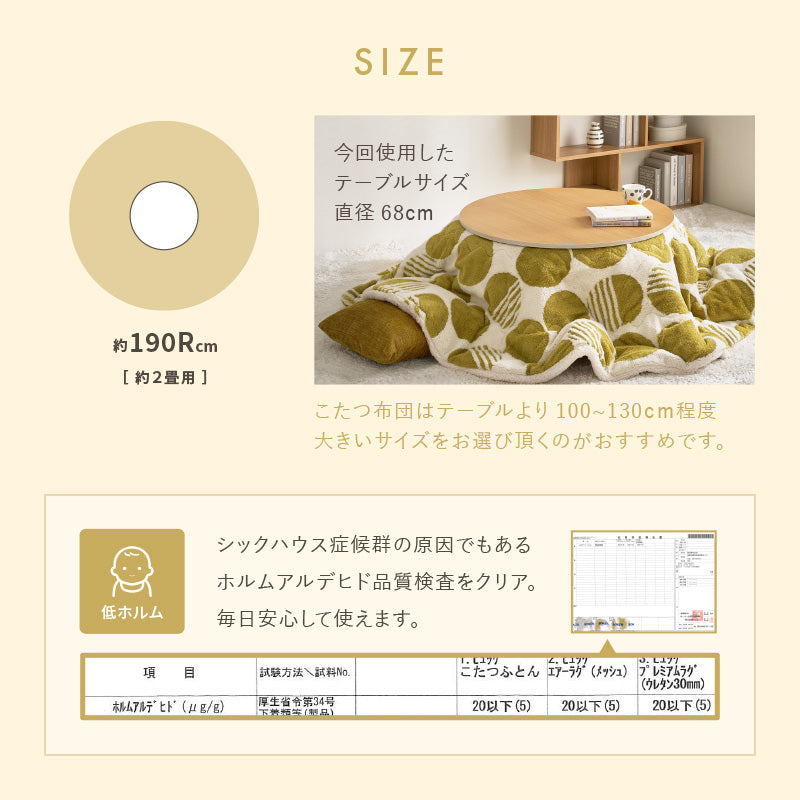 【新商品】[190R] 円形 洗えるこたつ布団 北欧柄 HYGGE