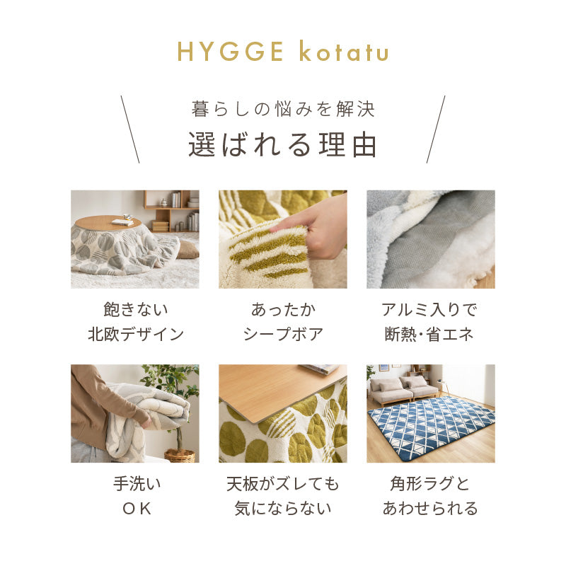 【新商品】[190R] 円形 洗えるこたつ布団 北欧柄 HYGGE