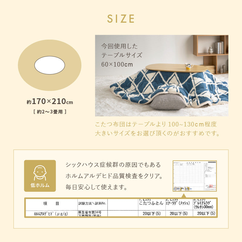 【新商品】[170×210] 楕円形 洗えるこたつ布団 北欧柄 HYGGE