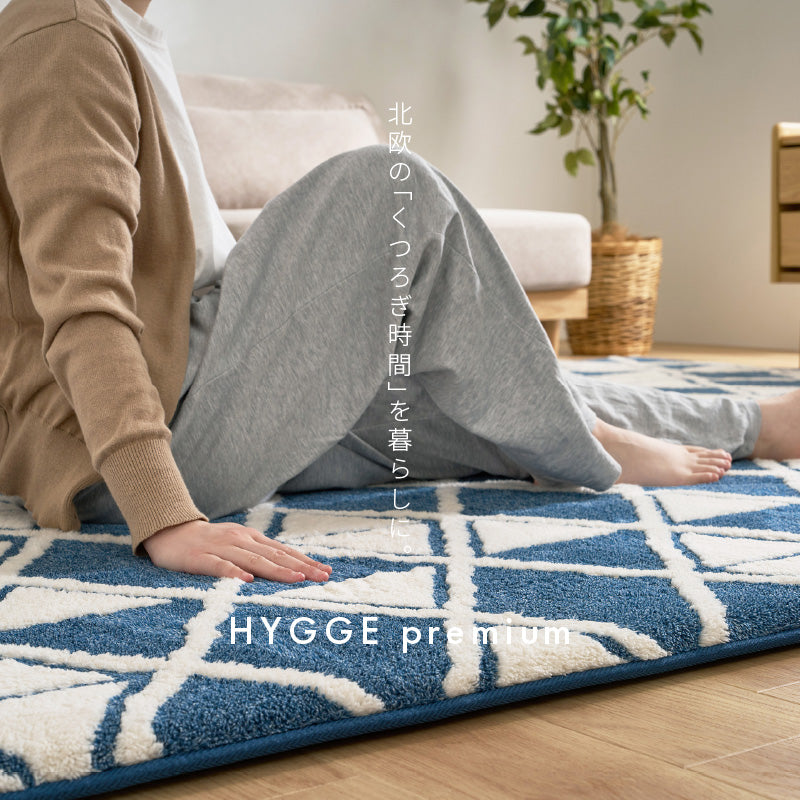 【新商品】[3サイズ] 洗える滑り止め付きラグ ふっくら厚手 北欧柄 HYGGE