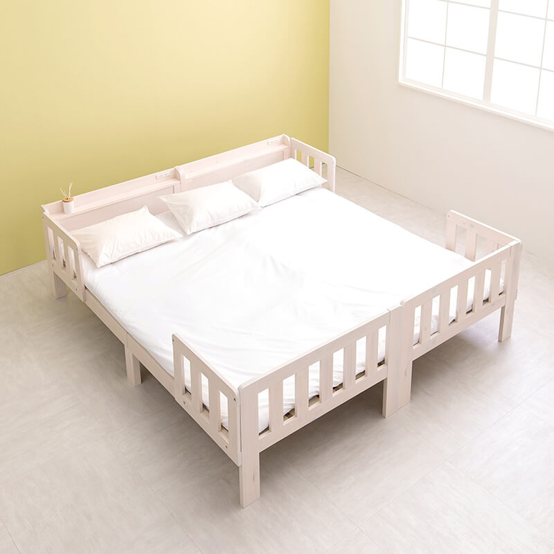 [シングル][1台/2台] 連結できる すのこベッド 敷布団対応 宮棚コンセント付き（フレーム単品）