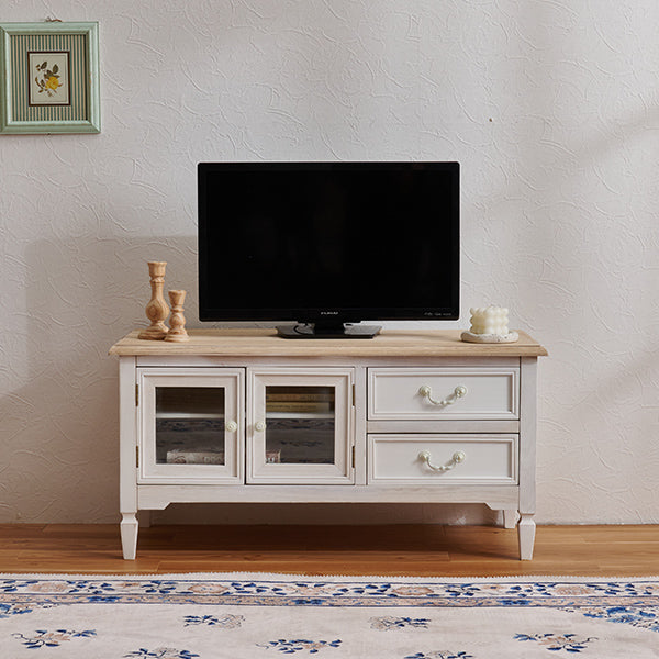 [幅90] フレンチアンティーク調 テレビボード ガラス扉付き 完成品 Chouchou