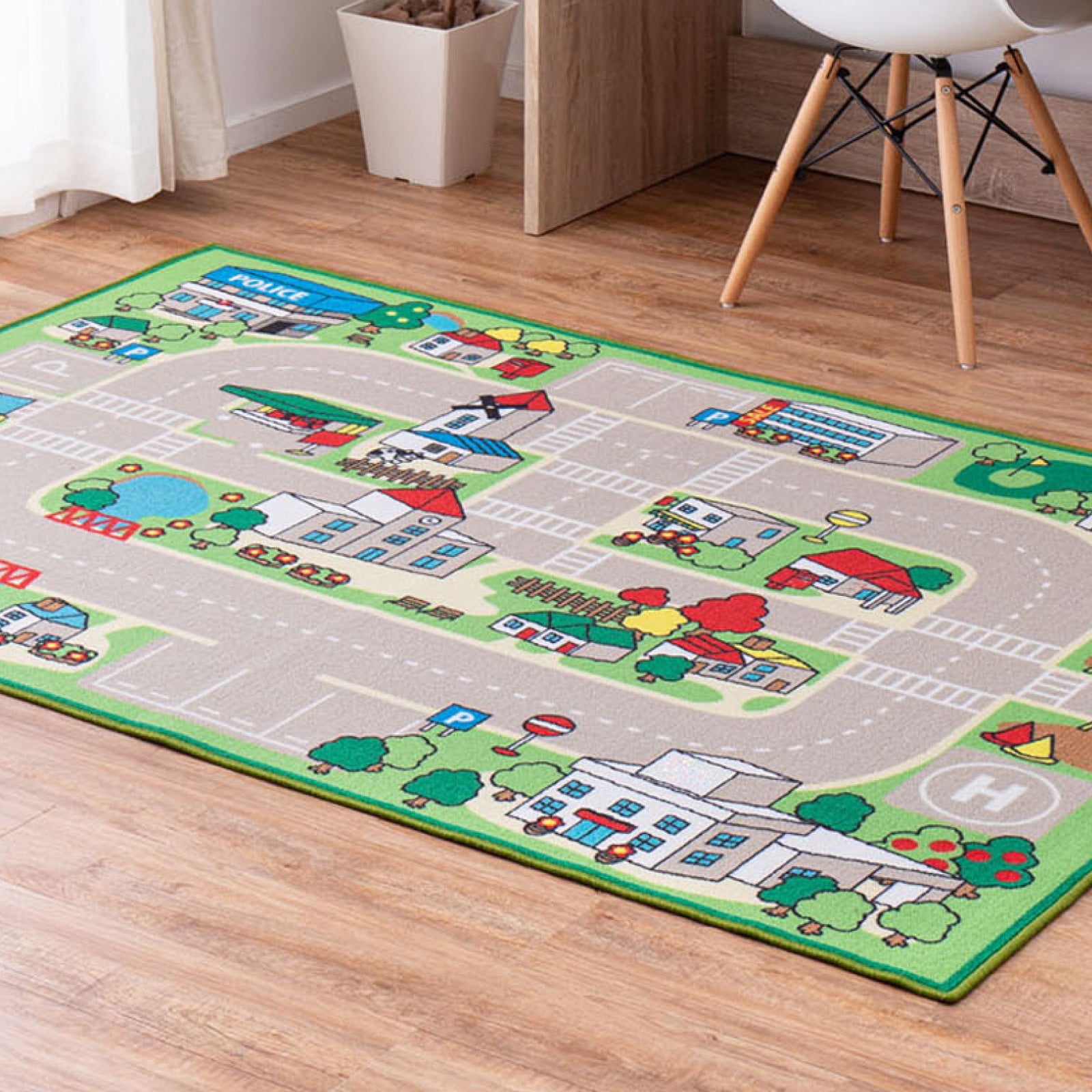 キッズラグ 車好きな子供喜ぶラグ【S】 約110×133cm【約1畳】 床暖房