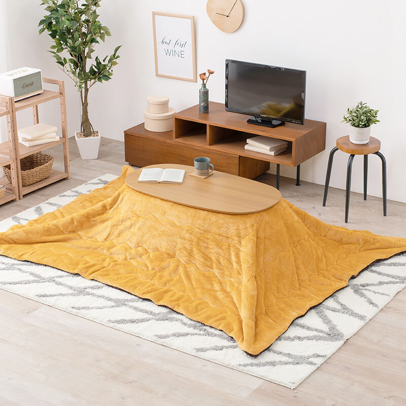 [幅90][セット] 折りたたみ楕円形こたつ Carumina+Bique