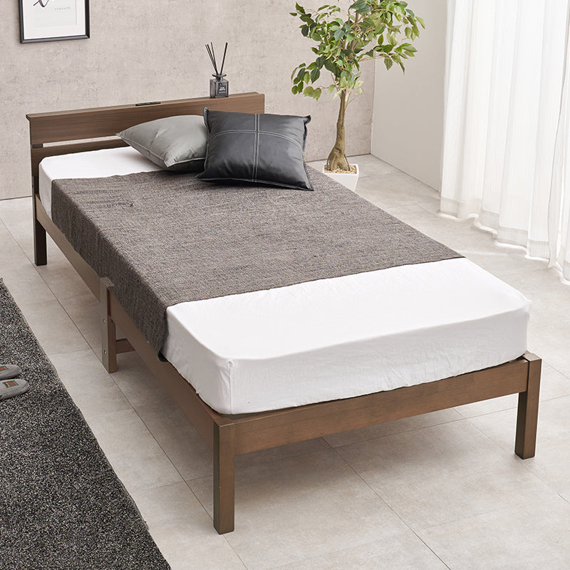 [シングル] 3分で組立できるすのこベッド スタンダードタイプ コンセント付き NEJILESS light（フレーム単品orマットレスセット）