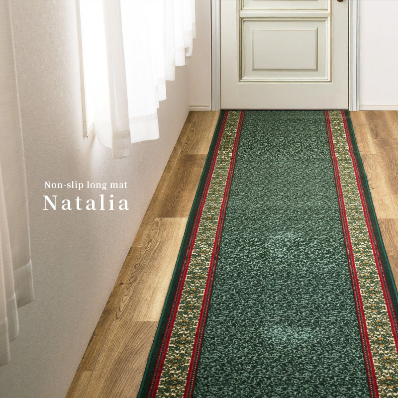 [幅67/80][長さ180/240/340/440/540/700] タフトプリント 廊下敷きマット 洗える 滑り止め付き ナタリア