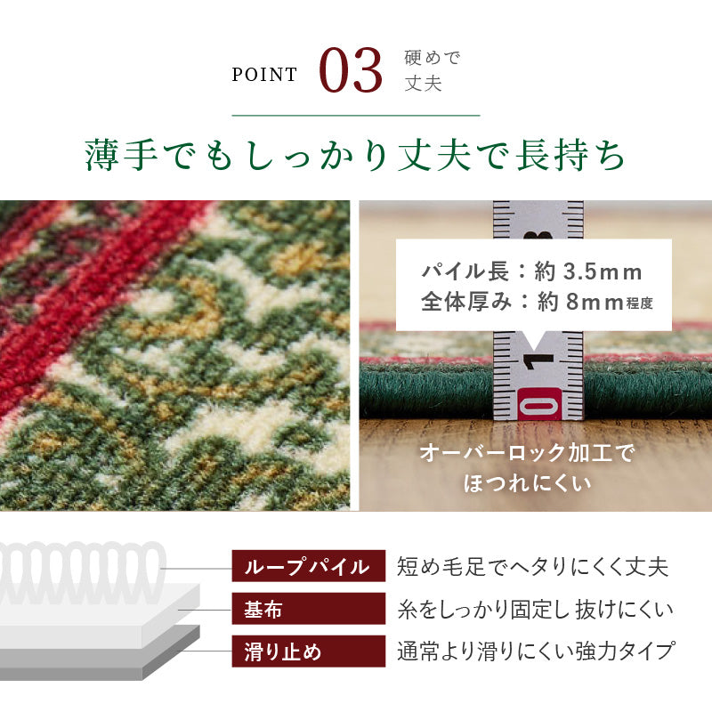 [幅67/80][長さ180/240/340/440/540/700] タフトプリント 廊下敷きマット 洗える 滑り止め付き ナタリア