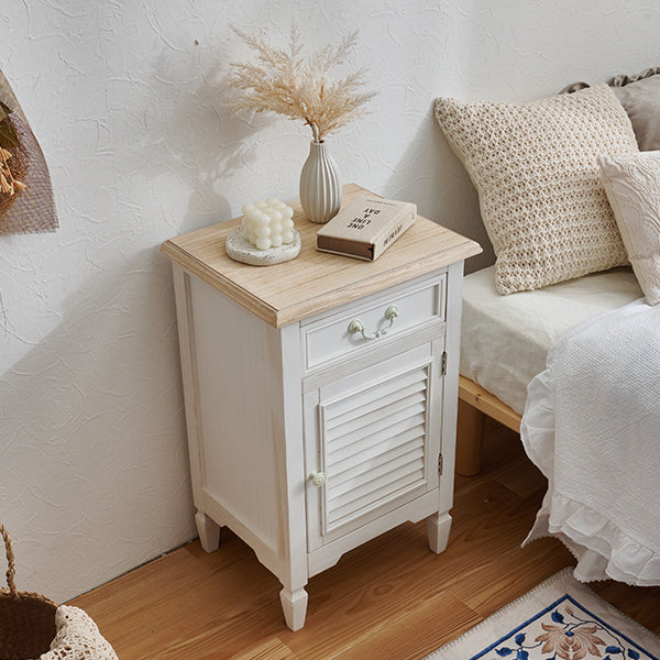 サイドテーブル 引き出し 扉収納付き フレンチアンティーク調 完成品