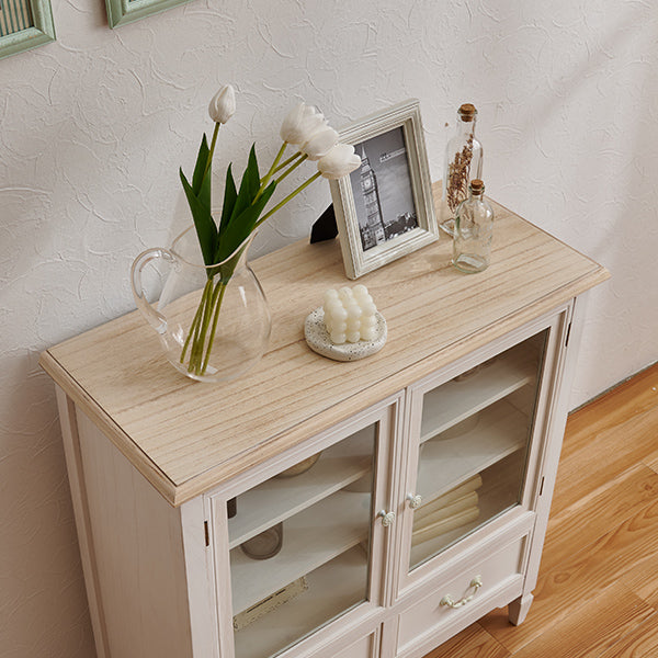 チェスト フレンチアンティーク調 ガラス扉付き 引き出し2杯 完成品