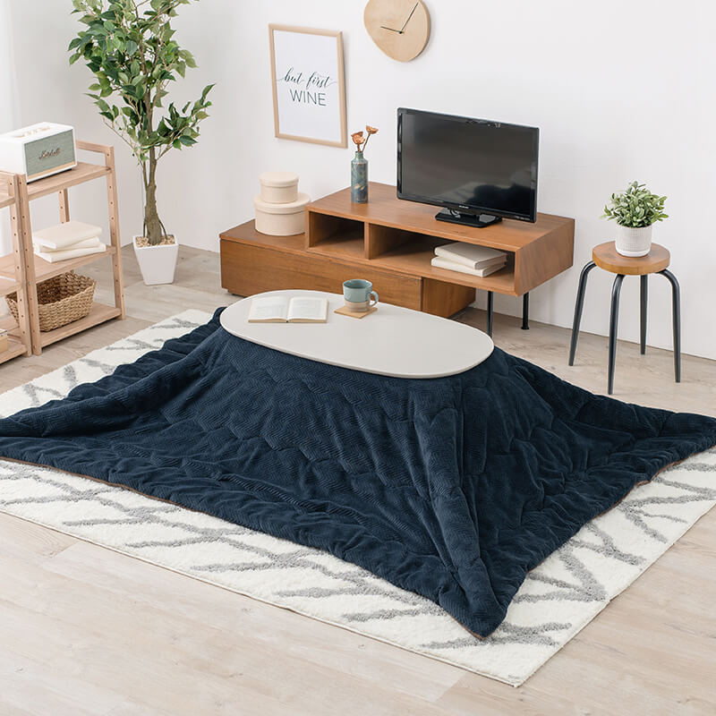 [幅90][セット] 折りたたみ楕円形こたつ Carumina+Bique