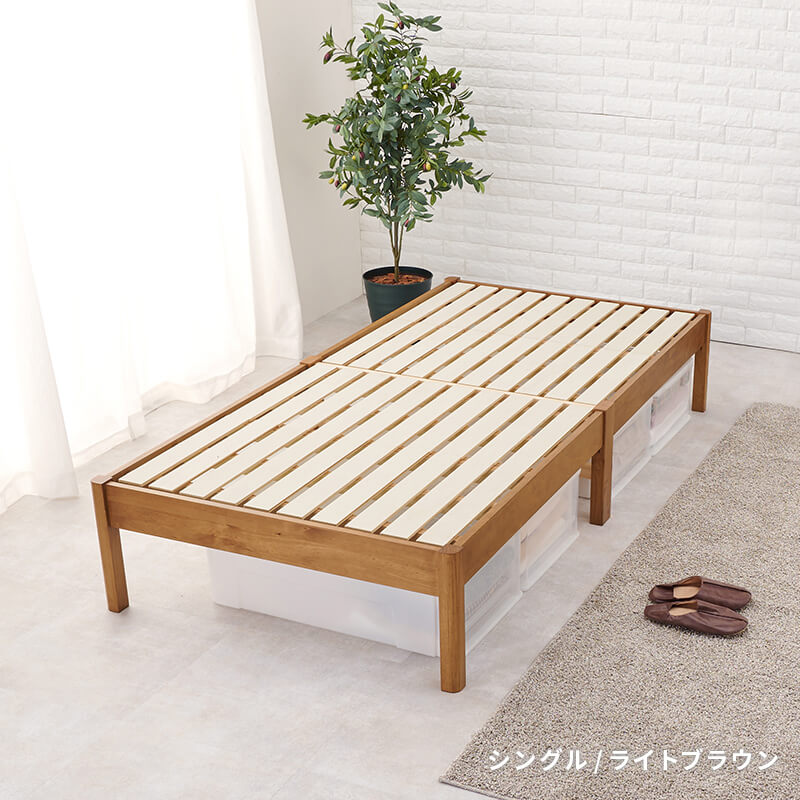 [シングル/セミダブル]3分で組立できるすのこベッド ヘッドレスタイプ 頑丈 NEJILESS（フレーム単品orマットレスセット）