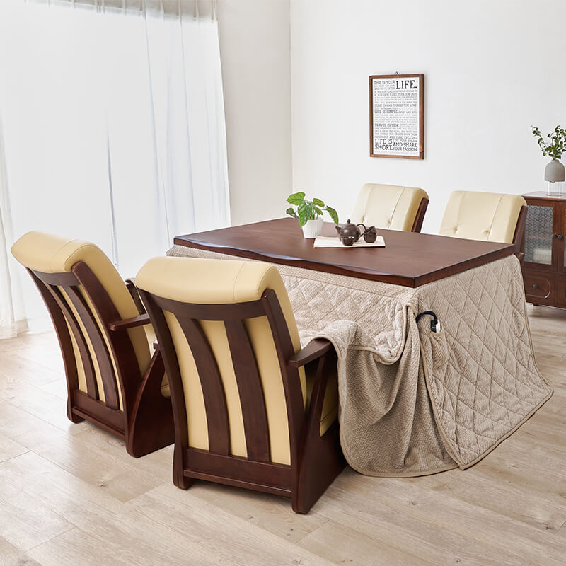 [150×85][単品/セット] ダイニングこたつテーブル 高さ4段階調節可能 正方形 ハロゲンヒーター  山城