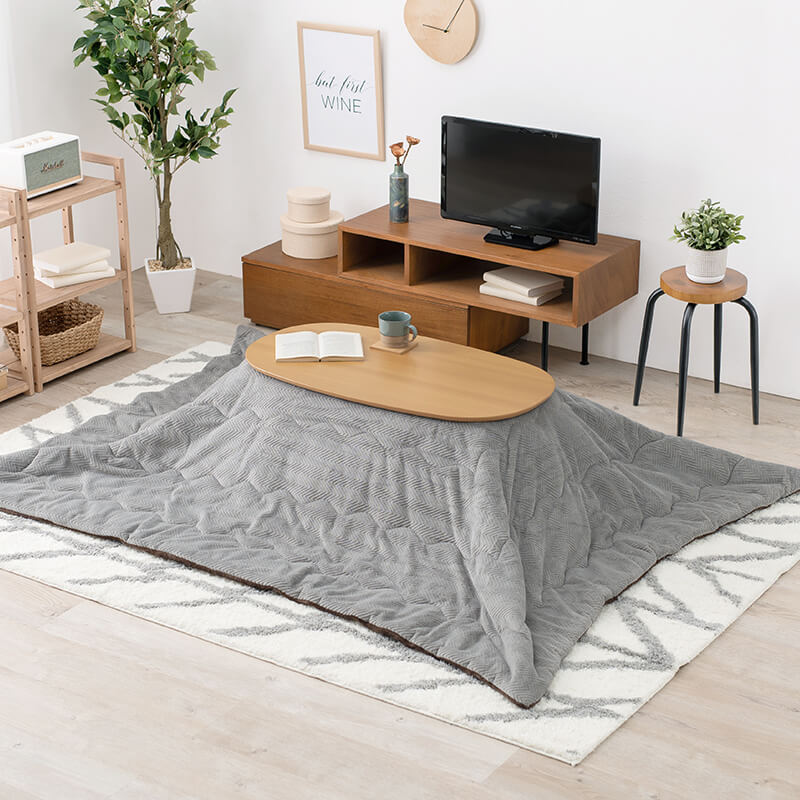 [幅90][セット] 折りたたみ楕円形こたつ Carumina+Bique