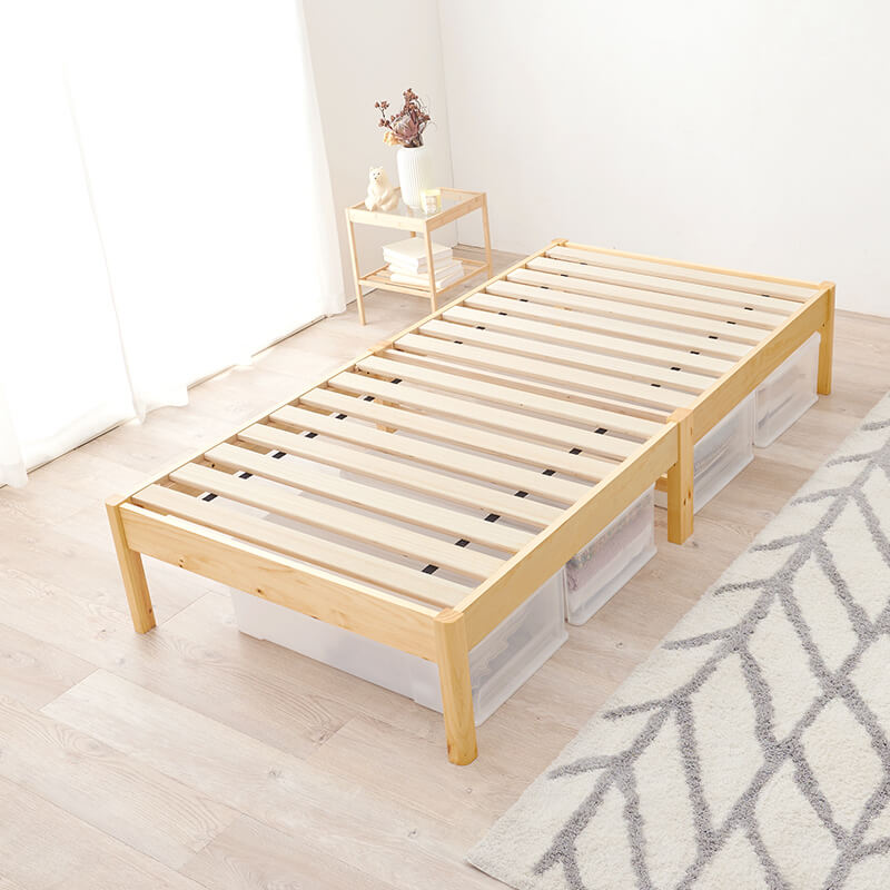 [シングル/セミダブル] 3分で組立できるすのこベッド ヘッドレスタイプ NEJILESS（フレーム単品orマットレスセット）