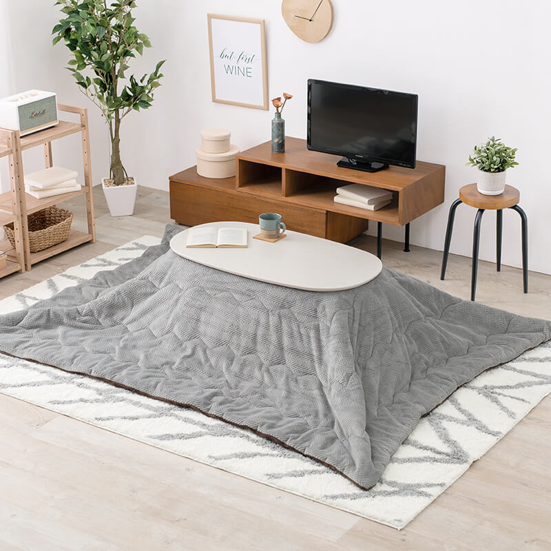 [幅90][セット] 折りたたみ楕円形こたつ Carumina+Bique