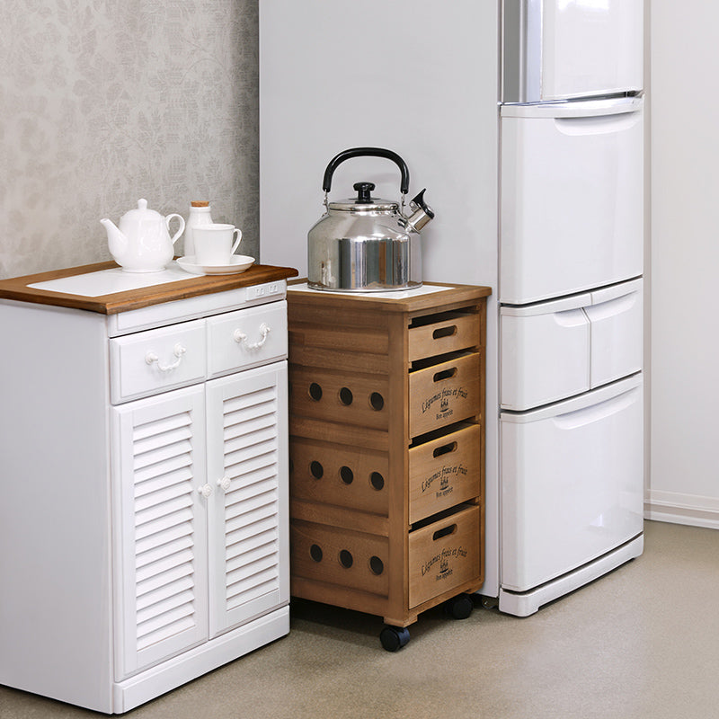 [3タイプ][幅30] 天然木スリムキッチンラック ロゴ入り 半完成品