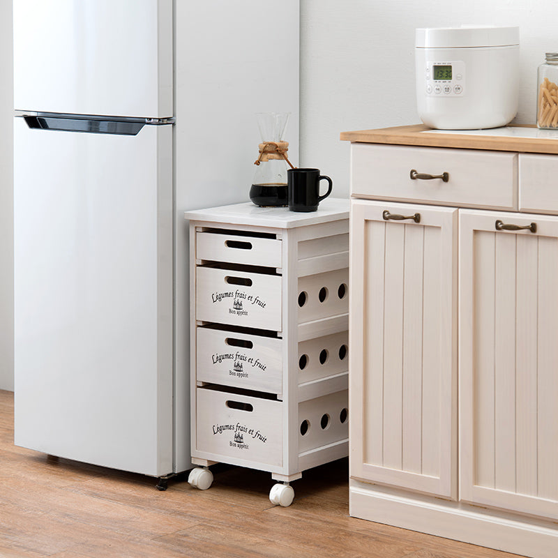 [3タイプ][幅30] 天然木スリムキッチンラック ロゴ入り 半完成品