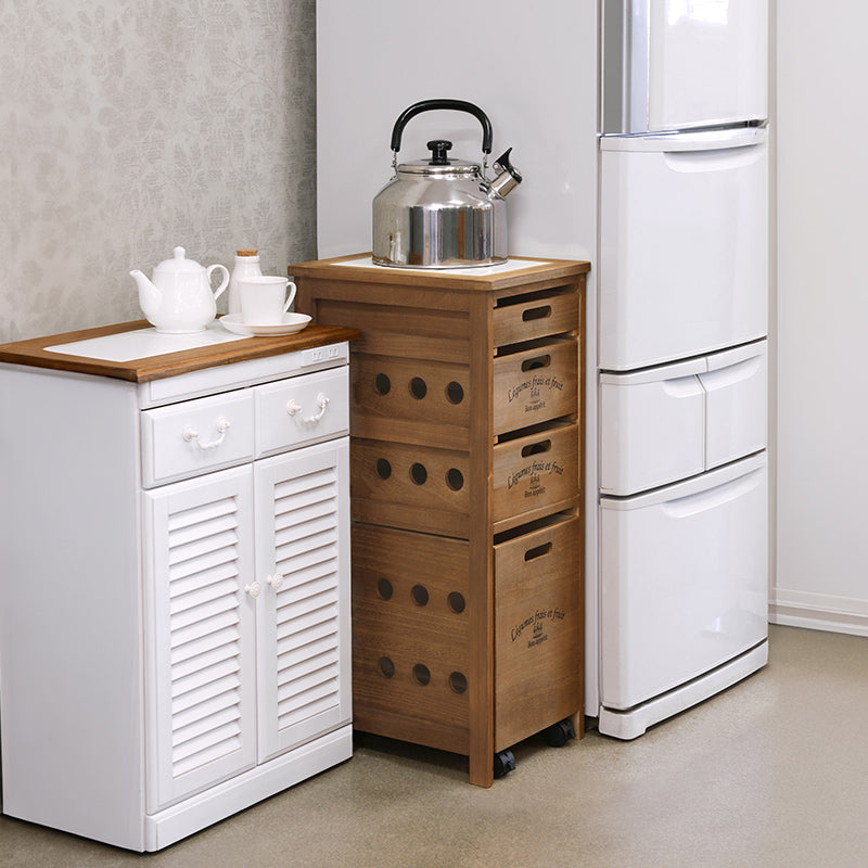 [3タイプ][幅30] 天然木スリムキッチンラック ロゴ入り 半完成品