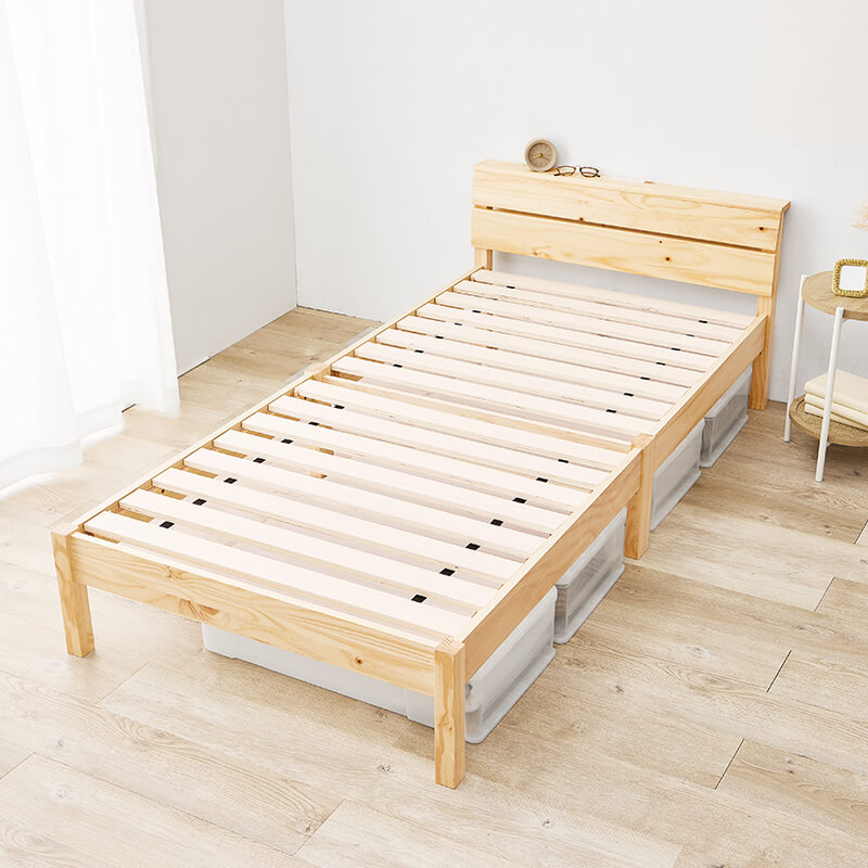 [シングル]3分で組立できるすのこベッド スタンダードタイプ コンセント付き（フレーム単品orマットレスセット） NEJILESS