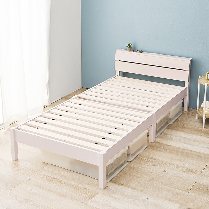 [シングル]3分で組立できるすのこベッド スタンダードタイプ コンセント付き（フレーム単品orマットレスセット） NEJILESS