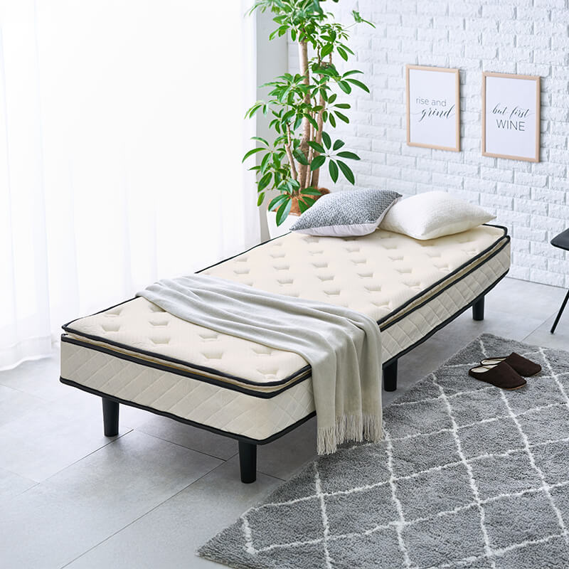 [SSS/S/SD] 脚付きマットレスベッド ポケットコイル ピロートップ付き