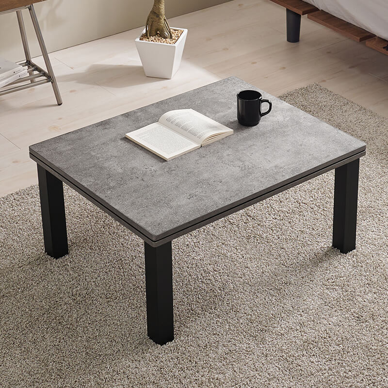 コンクリート調長方形こたつ Cartes+メレンゲ/Bique/Snow [幅75][単品