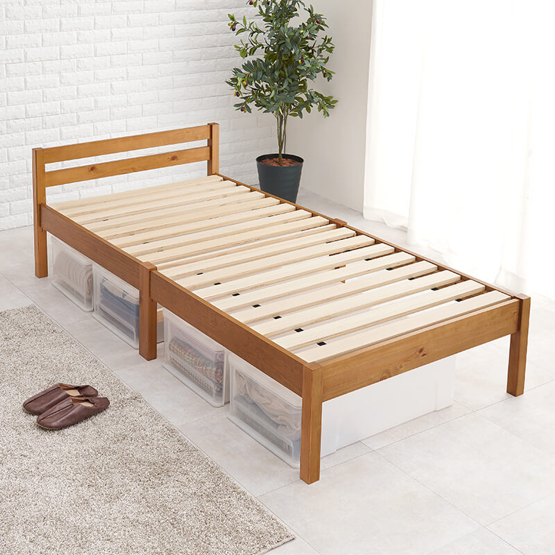 [シングル]3分で組立できるすのこベッド スタンダードタイプ NEJILESS（フレーム単品orマットレスセット）