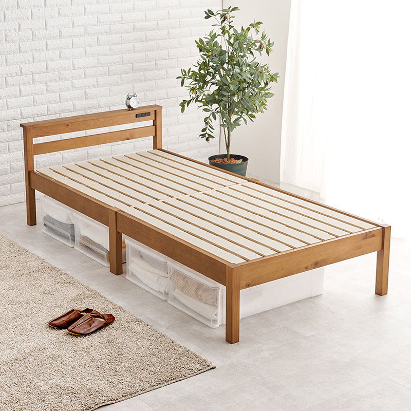 [シングル]3分で組立できるすのこベッド スタンダードタイプ 頑丈 コンセント付き NEJILESS（フレーム単品orマットレスセット）