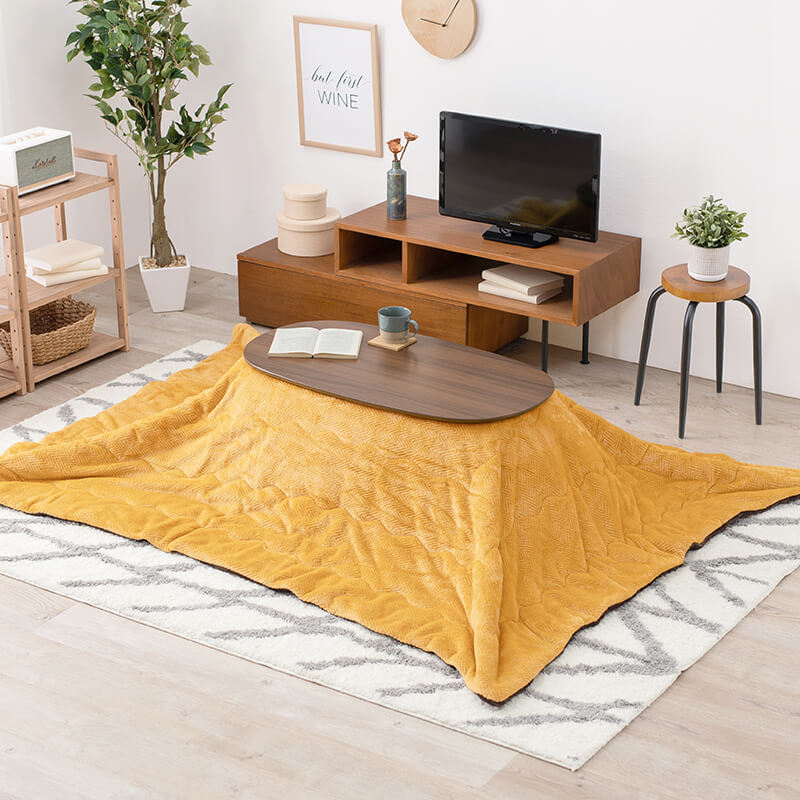 [幅90][セット] 折りたたみ楕円形こたつ Carumina+Bique