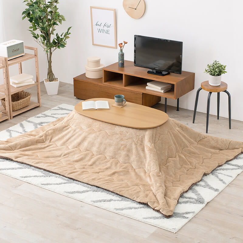 [幅90][セット] 折りたたみ楕円形こたつ Carumina+Bique